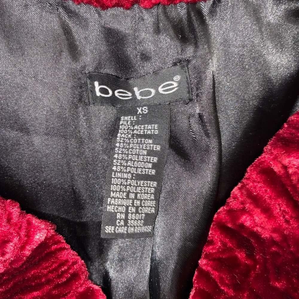 bebe Women's Red Faux Fur Textured Long Coat Size XS - Picture 4 of 8